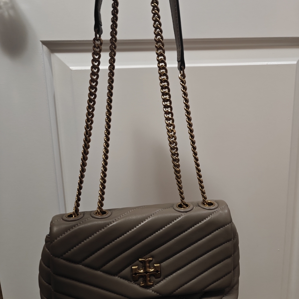 Tory Burch Gray Quilted Shoulder Bag